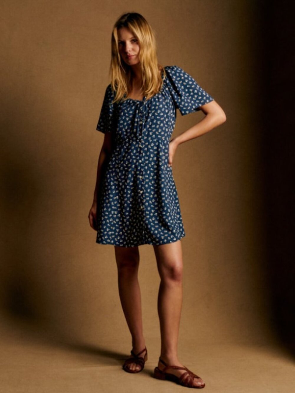 NWOT Sezane Vika Blue Floral Mini Dress Size 36